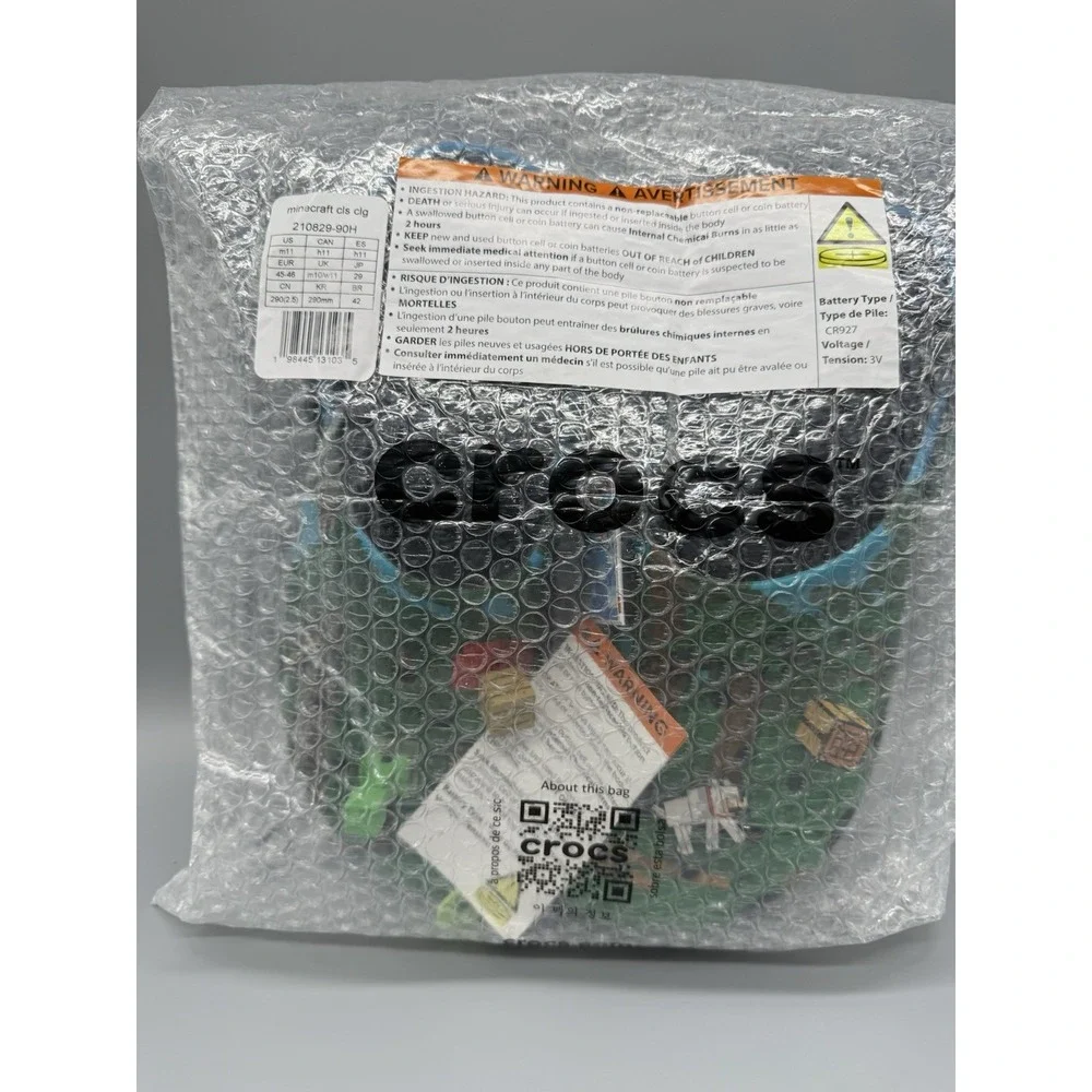 Crocs Minecraft Classic Clog Green M11/W13 Adult‎ Gamer Steve Creeper Jibbitz